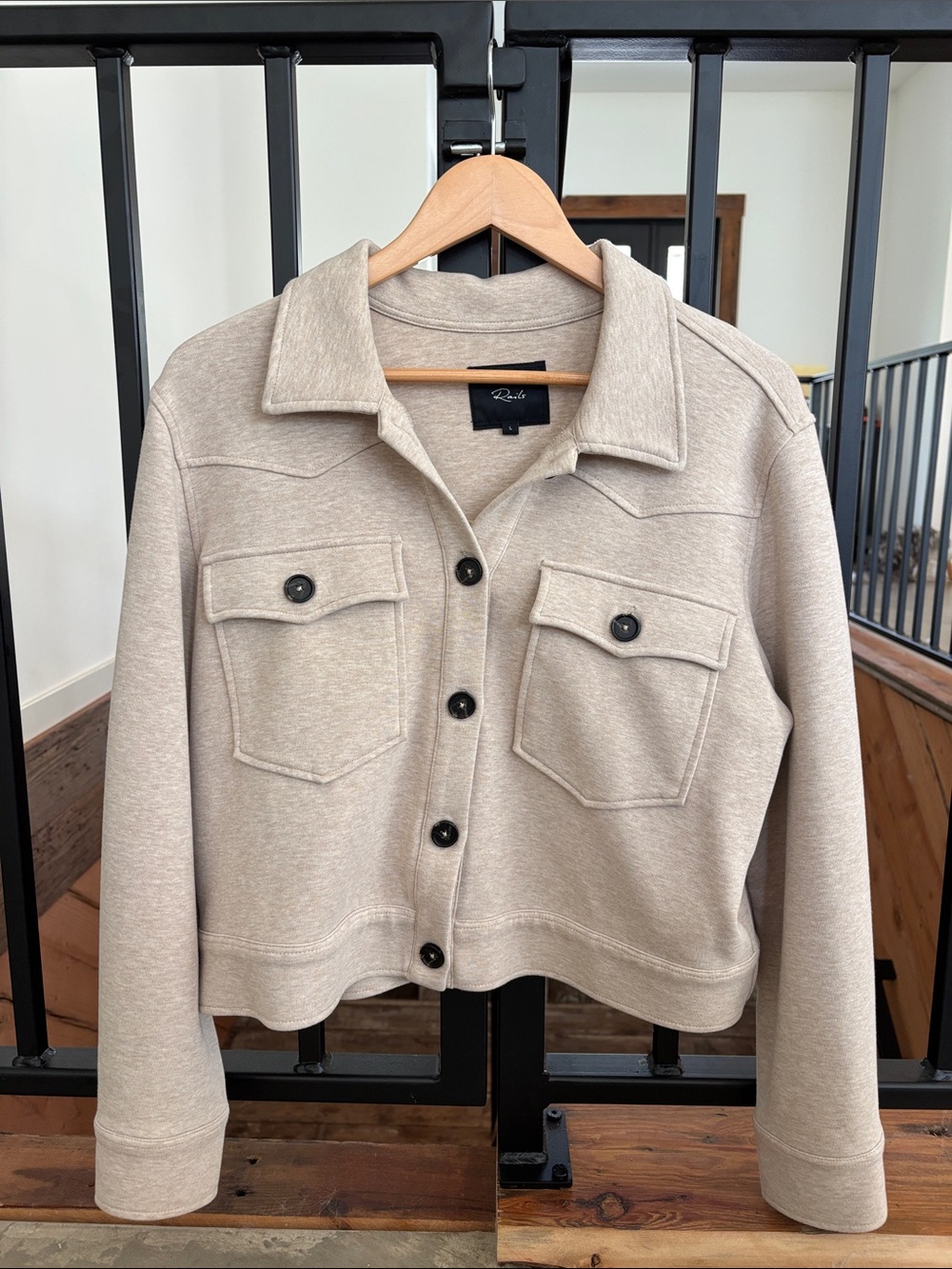 Rails Taupe Button-Front Cotton Jacket